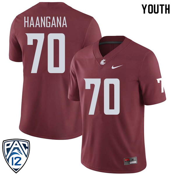 Youth #70 Christian Haangana Washington State Cougars College Football Jerseys Sale-Crimson